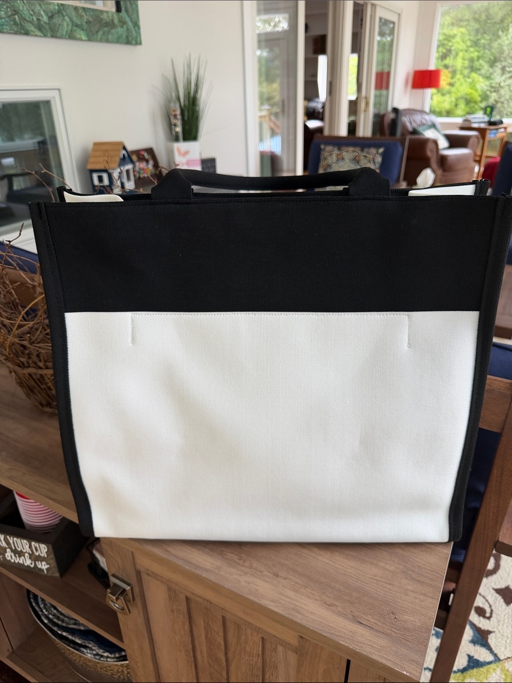 kate spade x Target Black & White 'It's In The Bag' Canvas Tote - Picture 2 of 9